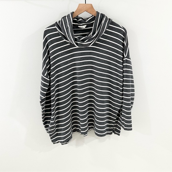 Loft Lounge Dolman Sleeve Striped Cowl Neck Top Gray Size XS - Picture 2 of 6